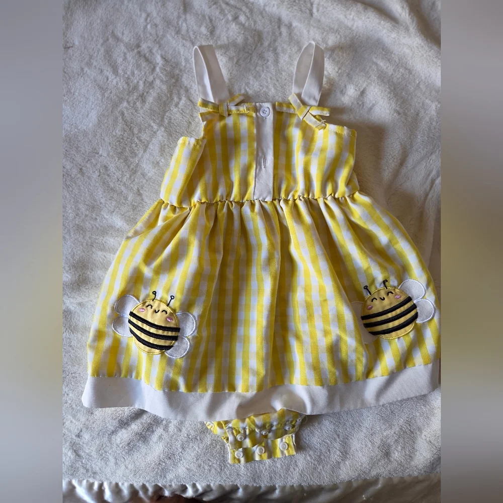 Yellow Gingham Bee Dress for Kids